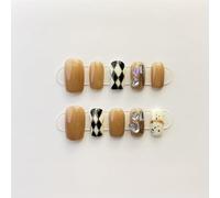 XHBYW 10 Uds. Uñas postizas con patrón hecho a mano puro, uñas postizas de cobertura completa para mujeres y niñas, decoración diaria