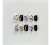 XHBYW 10 Uds. Uñas postizas con patrón hecho a mano puro, uñas postizas de cobertura completa para mujeres y niñas, decoración diaria