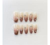 XHBYW 10 Uds. Uñas postizas con patrón hecho a mano puro, uñas postizas de cobertura completa para mujeres y niñas, decoración diaria