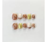 XHBYW 10 Uds. Uñas postizas con patrón hecho a mano puro, uñas postizas de cobertura completa para mujeres y niñas, decoración diaria