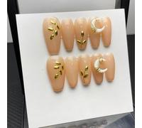 XHBYW 10 Uds. Uñas postizas con patrón hecho a mano puro, uñas postizas de cobertura completa para mujeres y niñas, decoración diaria