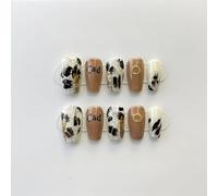XHBYW 10 Uds. Uñas postizas con patrón hecho a mano puro, uñas postizas de cobertura completa para mujeres y niñas, decoración diaria