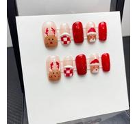 XHBYW 10 Uds. Uñas postizas con patrón hecho a mano puro, uñas postizas de cobertura completa para mujeres y niñas, decoración diaria