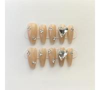 XHBYW 10 Uds. Uñas postizas con patrón hecho a mano puro, uñas postizas de cobertura completa para mujeres y niñas, decoración diaria
