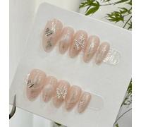 XHBYW 10 uñas postizas con diamantes de imitación de color rosa, uñas postizas de cubierta completa para mujeres y niñas, decoración diaria
