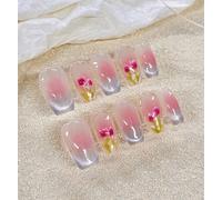 XHBYW 10 uñas postizas de tulipán rubor, uñas postizas de cobertura completa para mujeres y niñas, decoración diaria