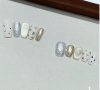 XHBYW 10 uñas postizas doradas y plateadas, uñas postizas de cubierta completa para mujeres y niñas, decoración diaria