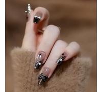 XHBYW Un Tamaño 24 Piezas Uñas Postizas con Brillo De Mariposa De Diamante Presione En Las Uñas Uñas Postizas De Cubierta Completa para Mujeres Y Niñas Decoración Diaria