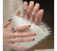 XHBYW Un Tamaño 24 Piezas Uñas Postizas con Brillo De Mariposa De Diamante Presione En Las Uñas Uñas Postizas De Cubierta Completa para Mujeres Y Niñas Decoración Diaria