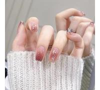 XHBYW Un Tamaño 24 Piezas Uñas Postizas con Brillo De Mariposa De Diamante Presione En Las Uñas Uñas Postizas De Cubierta Completa para Mujeres Y Niñas Decoración Diaria