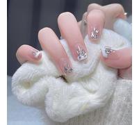 XHBYW Un Tamaño 24 Piezas Uñas Postizas con Brillo De Mariposa De Diamante Presione En Las Uñas Uñas Postizas De Cubierta Completa para Mujeres Y Niñas Decoración Diaria