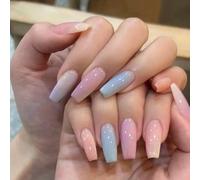 XHBYW Un Tamaño 24 Piezas Uñas Postizas con Brillo De Mariposa De Diamante Presione En Las Uñas Uñas Postizas De Cubierta Completa para Mujeres Y Niñas Decoración Diaria