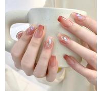 XHBYW Un Tamaño 24 Piezas Uñas Postizas con Brillo De Mariposa De Diamante Presione En Las Uñas Uñas Postizas De Cubierta Completa para Mujeres Y Niñas Decoración Diaria