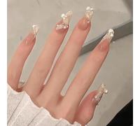 XHBYW Un Tamaño 24 Piezas Uñas Postizas con Brillo De Mariposa De Diamante Presione En Las Uñas Uñas Postizas De Cubierta Completa para Mujeres Y Niñas Decoración Diaria