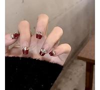 XHBYW Un Tamaño 24 Piezas Uñas Postizas con Brillo De Mariposa De Diamante Presione En Las Uñas Uñas Postizas De Cubierta Completa para Mujeres Y Niñas Decoración Diaria