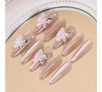 XHBYW Un Tamaño 24 Piezas Uñas Postizas con Brillo De Mariposa De Diamante Presione En Las Uñas Uñas Postizas De Cubierta Completa para Mujeres Y Niñas Decoración Diaria