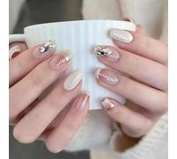XHBYW Un Tamaño 24 Piezas Uñas Postizas con Brillo De Mariposa De Diamante Presione En Las Uñas Uñas Postizas De Cubierta Completa para Mujeres Y Niñas Decoración Diaria