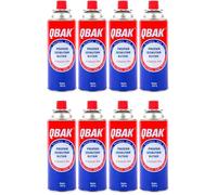 XHC BRICO - Cartuchos de 227gr - Cartucho de GAS BUTANO PORTATIL 277G - QBAK - Packs de Botellas para Camping Gas Portatil u Hornillo Camping Portátil, Cocinal, Infernillo, Fogareiro (8 Botellas)