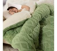 XHCTNN EdredóN con Sherpa CáLido Tejido De TafetáN - Edredones Sherpa Color Verde Hierba Y Elegancia(A,220 * 240cm/5.0kg)