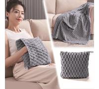 XHCTNN Manta de Almohada PortáTil, Mantas Ligeras de Color SóLido Suaves para Siesta de Oficina para DecoracióN del Sofá del Hogar Y El Coche(Gray,90 * 140cm/35 * 55")