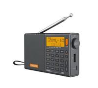 XHDATA D-808 Radio Digital Portátil FM estéreo/SW/MW/LW SSB RDS Banda Aérea Altavoz de Radio con Pantalla LCD Reloj de Alarma Antena Externa y Batería Recargable(Gris)