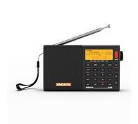 XHDATA D808 Digital Radio a Pilas, multibanda Onda CortaRadio, FM estéreo/SW/MW/LW SSB Air Band, RDS, Radio portatil pequeña Recargable, con Antena Externa (Negro)
