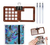 XHDIGI Paleta de viaje portátil de madera Mini paleta de pintura de 15 rejillas de paleta magnética para pintura de acuarela, protector de pintura acrílica con tapa y bandeja de mezcla, Marrón, S