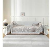 XHDZSW Funda De Sofá Chenilla, Funda para Sofá Esquinero En L con Borla, Lavable Funda De Futón Antidesgarro para Perros Resistente Protector De Muebles (MarróN Oscuro,180x381cm)