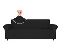 XHDZSW Funda De Sofá Elástica, Funda Antideslizante para Sofá con Reposabrazos, Lavables Protector De Sofá Arañazo para Perros Y Gatos para Sofá del Salón (Negro,4 Plazas)