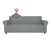 XHDZSW Funda De Sofá Elástica, Funda Antideslizante para Sofá con Reposabrazos, Lavables Protector De Sofá Arañazo para Perros Y Gatos para Sofá del Salón (Gris Claro,4 Plazas)