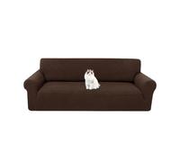 XHDZSW Funda Sofá Elástica Ajustable 3 Plazas 173-229cm con Almohadillas Antideslizantes, Protector Antimanchas Lavable Perros Gatos, Jacquard Poliéster (Marrone Scuro,3 Places)