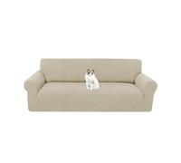 XHDZSW Funda Sofá Elástica Ajustable 3 Plazas 173-229cm con Almohadillas Antideslizantes, Protector Antimanchas Lavable Perros Gatos, Jacquard Poliéster (Beige,4 Places)