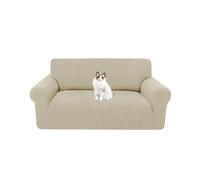 XHDZSW Funda Sofá Elástica Ajustable 3 Plazas 173-229cm con Almohadillas Antideslizantes, Protector Antimanchas Lavable Perros Gatos, Jacquard Poliéster (Beige,2 Places)