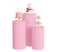XHDZSW Fundas De Cilindro para Fiestas | Spandex Cilindro Zócalo Cubiertas | Cubierta Protectora De Pedestal De Cilindro | para Fiestas, Cumpleaños, Eventos Decoración (Rosa,Pequeño 3 PCS)