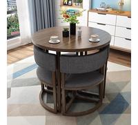 XHEILZOP Mesa Redonda De Comedor con 4 Sillas, Juego De Mesa Y Sillas Moderno para Cocina Y Comedor, Tablero De Fibra De Densidad Media, O para Apartamento O Cafetería(Walnut a)