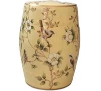 XHEILZOP Taburete de Jardín de Cerámica, Mesa Auxiliar de Tambor Pintada a Mano, Diseño de Flores y Pájaros, Asiento Decorativo para Exterior e Interior, Terraza y Salón(K)