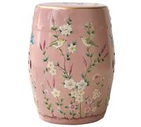 XHEILZOP Taburete de Jardín de Cerámica, Mesa Auxiliar de Tambor Pintada a Mano, Diseño de Flores y Pájaros, Asiento Decorativo para Exterior e Interior, Terraza y Salón(A)