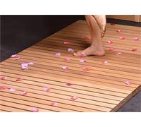 XHEILZOP Tarima de Ducha en Madera Maciza de Cedro, Alfombra de Baño Antideslizante Impermeable con Pies de Goma, Rejilla de Listones para Interior, Exterior, SPA, Sauna, Camper y Piscina(60x110cm)