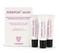 Xhekpon mascarilla facial con +46% de colágeno hidrolizado, 3 x 10 ml | Mascarilla facial intensiva con +46 % de colágeno hidrolizado, aloe vera y glicerina - hidratación, luminosidad y suavidad