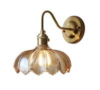 XHJL Apliques de pared vintage con pantalla de vidrio ámbar aplique sencillo con interruptor lámparas de pared de latón antiguo para sala de estar, dormitorio, bar, casa de campo