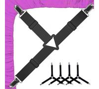 XhjzgcTech 4 tensores de sábanas ajustables, correas tensoras triangulares para sábanas, tensores elásticos con clip (4, negro)