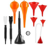 XhjzgcTech Juego de 10 embudos de plástico con cuello largo y flexible, de boca ancha, para rellenar refrigerante, gasolina, agua, aceite de motor