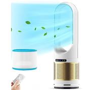 XHKJGS 2 en 1 Ventilador de Torre sin Hojas de purificador de Aire Moderno, sin Hojas para Uso de la Oficina en casa, Piso oscilante de 80 ° de pie con Remoto, 8 velocidades, 8h Temporizador, LED