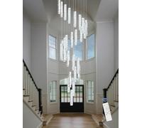 XHKJGS Escalera de 25 Luces 130 Pulgadas de Cristal Espiral Largo lámpara de Techo Alto de Techo Alto Entrada de vestíbulo Led Dimmable 3000-6000K