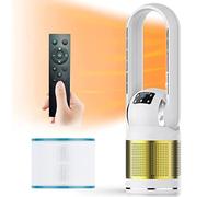 XHKJGS Ventilador Moderno de Torre Hot and Cool Tower con Filtro, Hogar Gran de pie sin Luces, Calentador de 2000W, 8 velocidades, Temporizador de 8 h, Pantalla LED, Control Remoto Inclinado