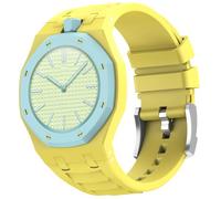xhKJO Bandas de repuesto para Swatch Royal Pop Correas para Relojes, Correas Silicona Pulseras Reloj Bracelet Brazalete Strap Silicona Pulseras para Swatch x AP Royal Pop (yellow,Crown at 12 o'clock)