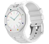 xhKJO Bandas de repuesto para Swatch Royal Pop Correas para Relojes, Correas Silicona Pulseras Reloj Bracelet Brazalete Strap Silicona Pulseras para Swatch x AP Royal Pop (blanco,Crown at 12 o'clock)