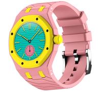 xhKJO Bandas para Swatch Royal Pop Correas para Relojes, Correas Silicona Pulseras Reloj Bracelet Brazalete Strap Silicona Bandas de repuesto para Swatch x AP Royal Pop (rosa,Crown at 3 o'clock)
