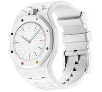 xhKJO Correas para Relojes para Swatch Royal Pop Bandas, Correas Silicona Pulseras Reloj Bracelet Brazalete Strap Silicona Bandas de repuesto para Swatch x AP Royal Pop (blanco,Crown at 12 o'clock)