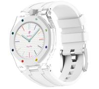 xhKJO Correas para Relojes para Swatch Royal Pop Pulseras, Bandas Correas Silicona Bracelet Brazalete Strap Silicona Pulseras de Repuesto para Swatch x AP Royal Pop (blanco, crown at 12 o’clock)